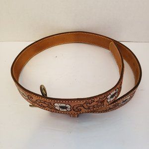 Vintage Dun Dee Western Full Grain Cowhide Leather Brown Belt Size 34